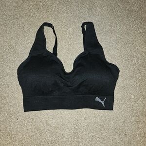 Puma Women's Black and Gray Sports Bra